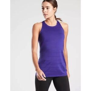 NWT Athleta High Neck Double Stripe Tank, Size M Tall Purple 405072-16 Workout